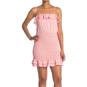 Row A spaghetti strap printed ruffle‎ smocked mini dress size small
